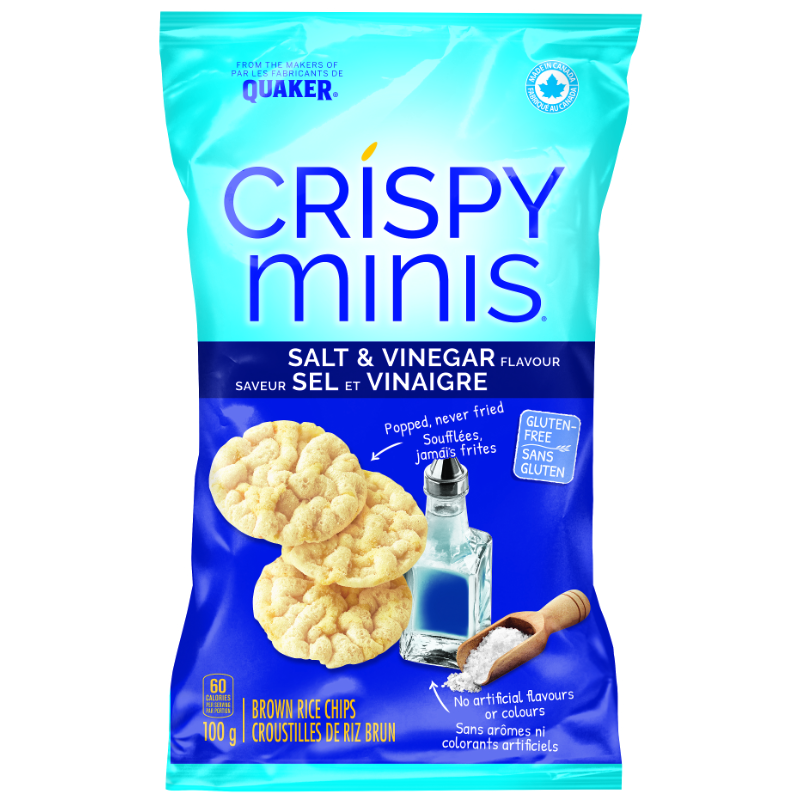 Quaker Crispy Minis Brown Rice Chips - Salt & Vinegar Flavour - 100g