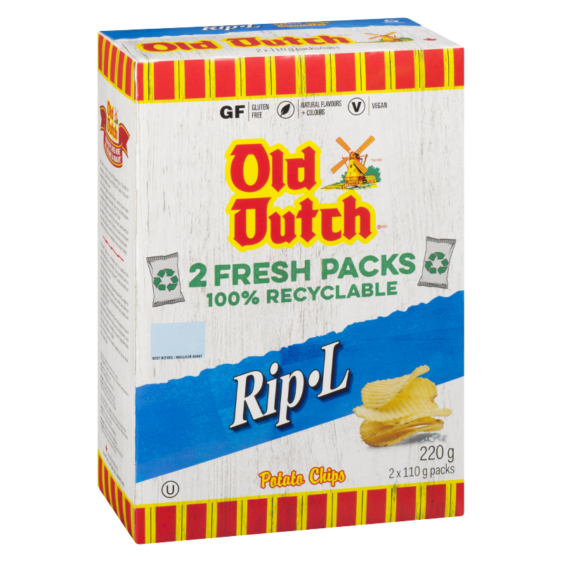 Old Dutch Potato Chips - Rip-L - 220g Box