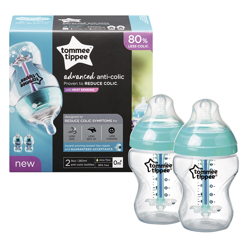Tommee Tippee Anti-Colic Baby Bottle, Slow Flow Breast-Like Nipple and  Unique Anti-Colic Venting System, 9oz, 1 Count, Clear
