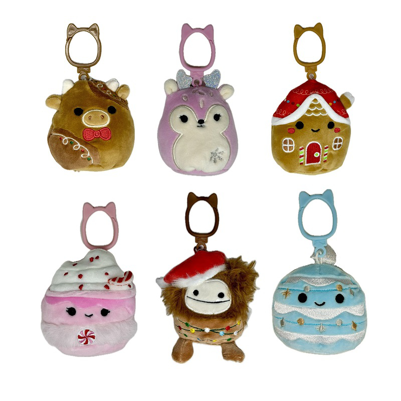 Squishmallows Clips A Holiday with 6 Styles Plush Toys - Assorted - 3.5 Inch - 4 x 3.5 x 2 Inches