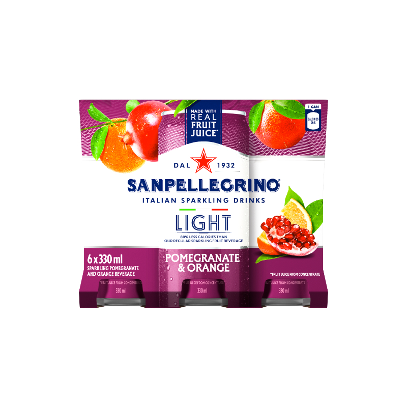 San Pellegrino Italian Sparkling Drinks - Light Pomegranate - 6x330ml