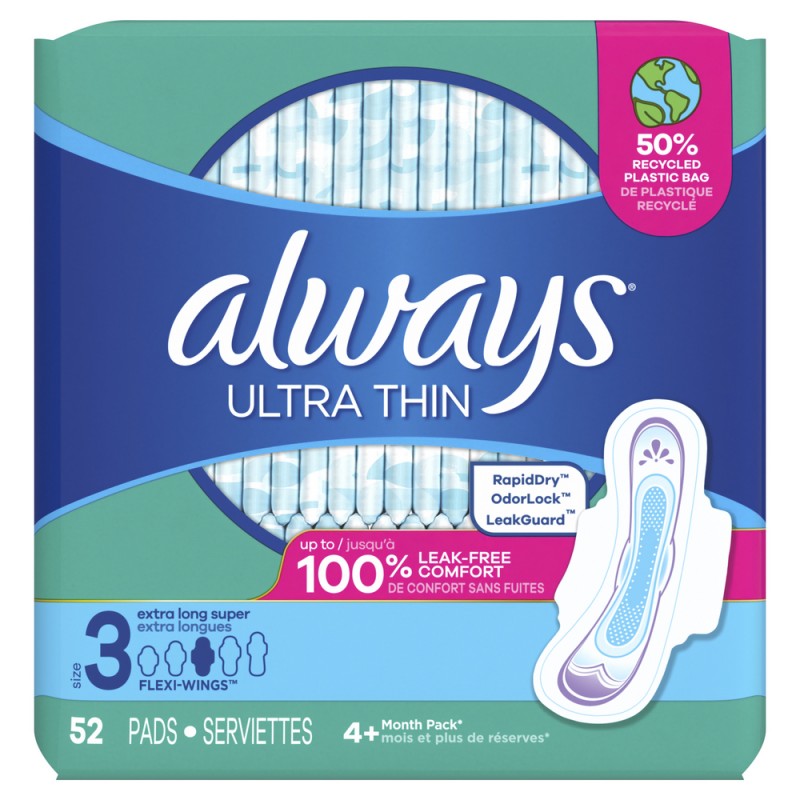 Always Ultra Thin Size 3 Extra Long Super Pads With Wings