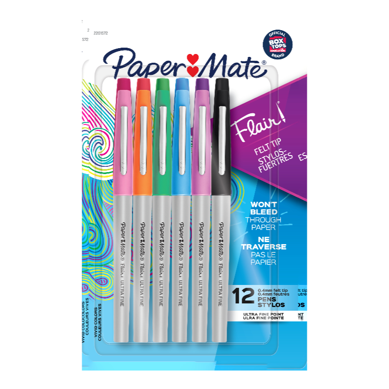 Paper Mate FLAIR Felt-Tip Pen Set - Assorted Bright Colors - 12 piece