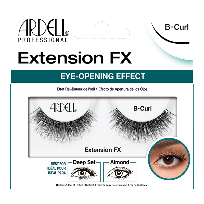 Ardell Professional Extension FX Eye-Opening Effect False Lashes - B-Curl Black - 1 pair