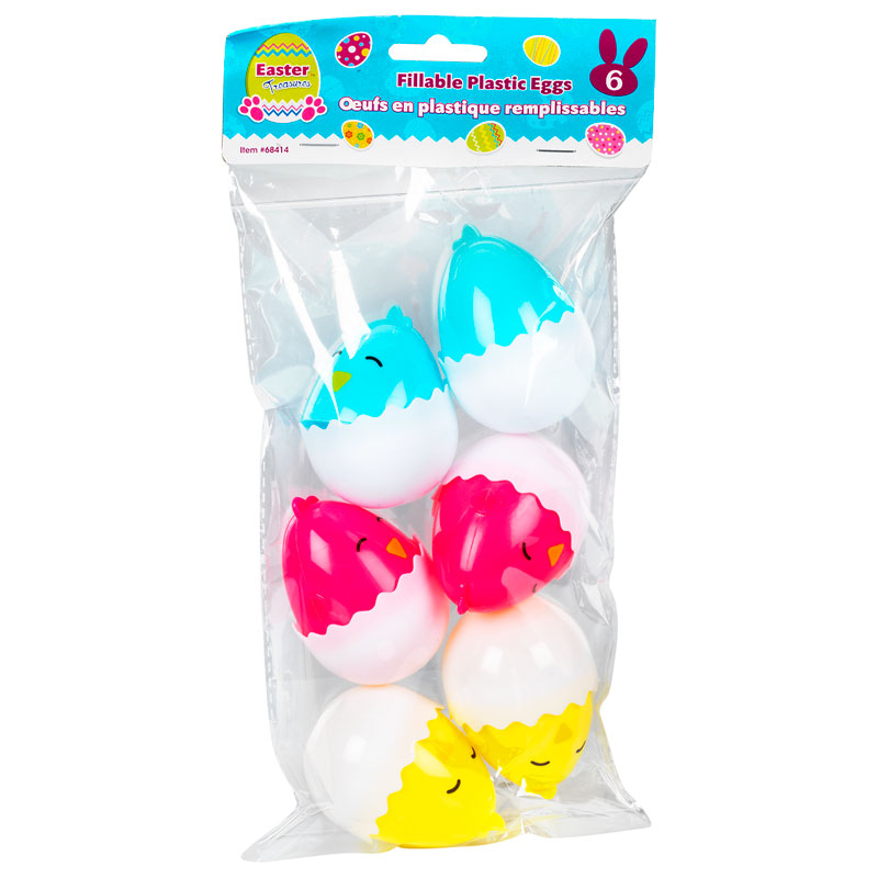 Easter Chicks Fillable Plastic Eggs - 6 pack