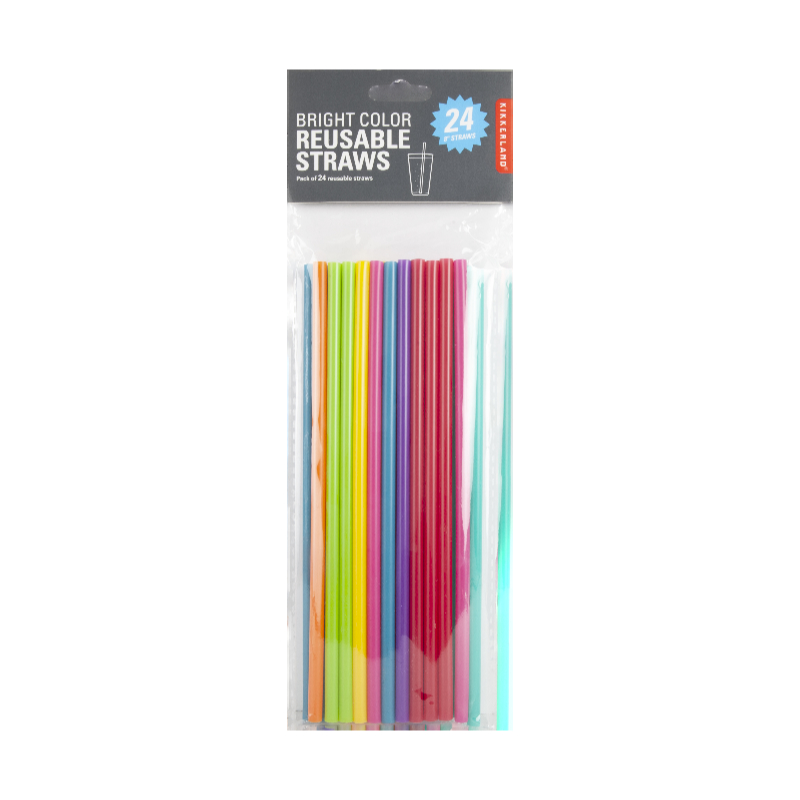 Kikkerland Reusable Straws - Bright Color - 8 Inch