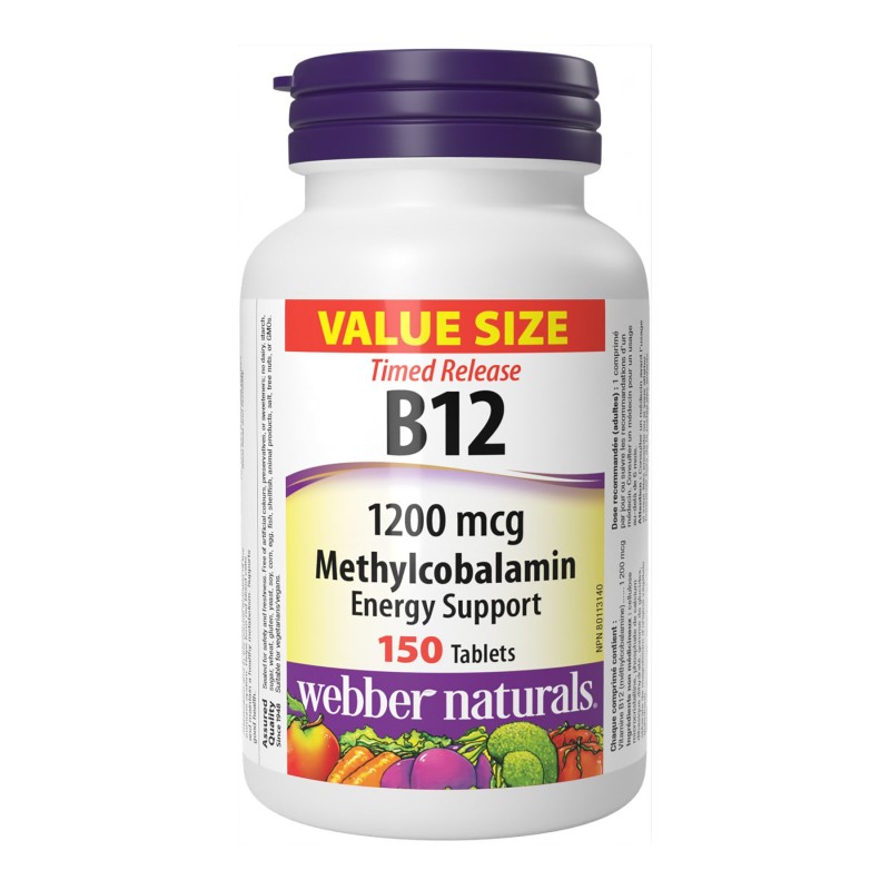 Webber Naturals B12 Methylcobalamin Tablets - 1200mcg - 150s