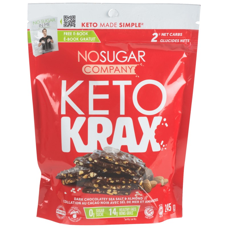 No Sugar Keto Krax - Dark Chocolatey Sea Salt & Almond - 245g