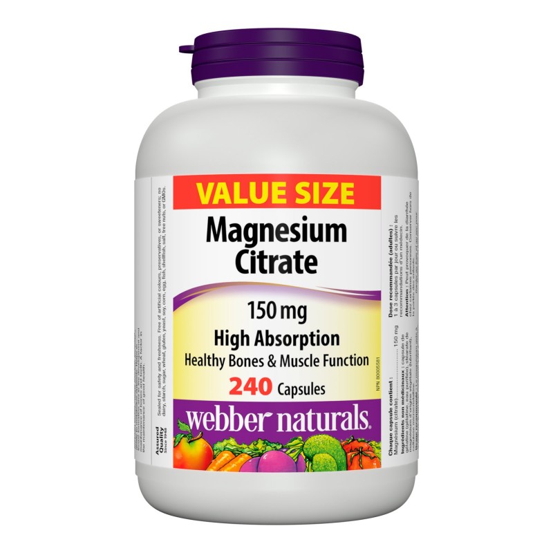 Webber Naturals Value Size High Absorption Magnesium Citrate Capsules - 150mg - 240s