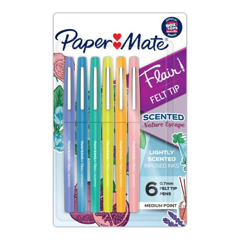 Paper Mate FLAIR Scented Nature Escape Felt-Tip Pen Set - Assorted Bright Colors - 6 piece