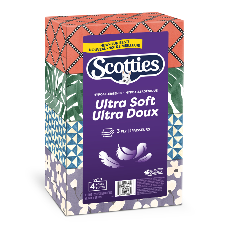 Scotties 3-Ply Triple Ultra Soft Facial Tissues Multipack - 4x104s