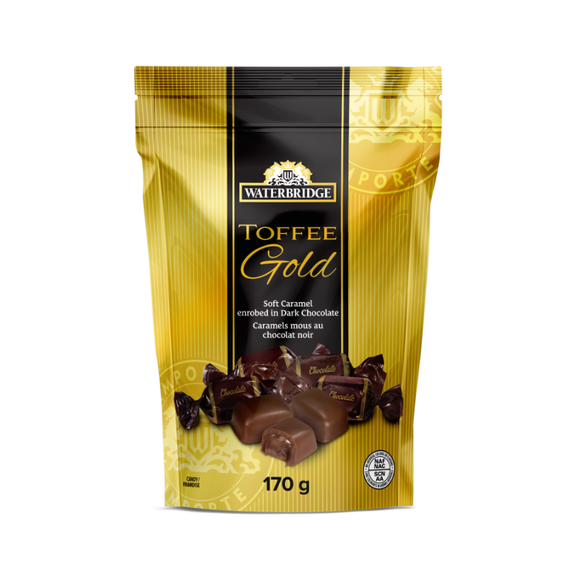 Waterbridge Toffee Gold Candy - Soft Caramel Enrobed in Dark Chocolate - 170g