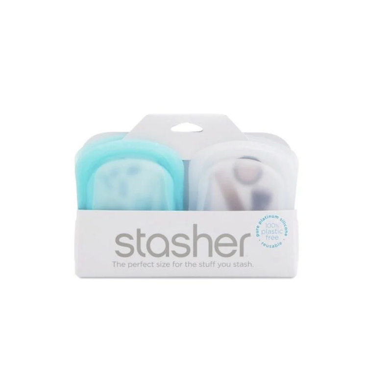 Stasher Reusable Pocket Storage Bag - 2's - Clear/Aqua