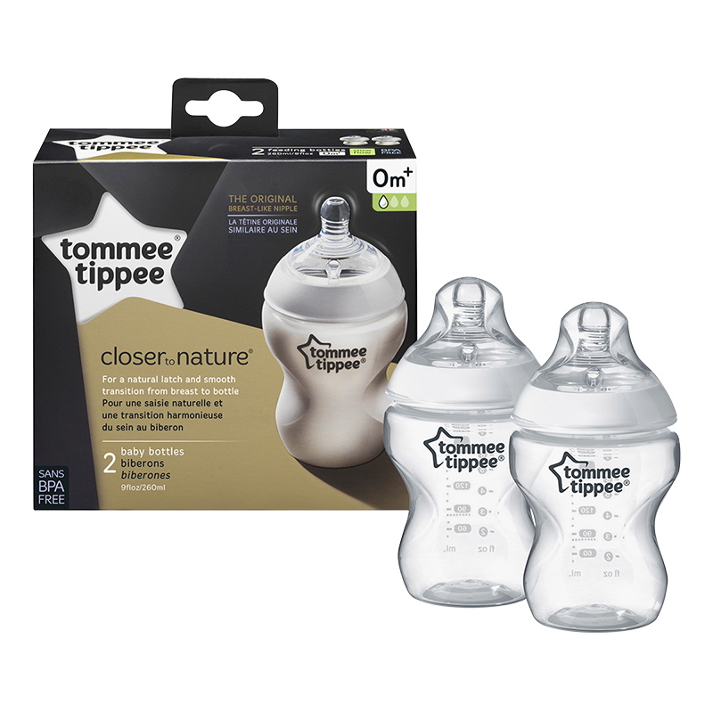 Tommee Tippee Closer to Nature 6 Pack (260ml) Baby Bottles - Natural