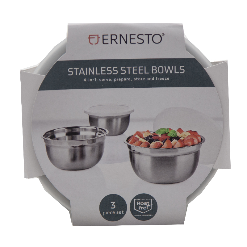 Ernesto 4-In-1 Black Stainless Steel Mixing Bowls with Lids (3 Piece) for  sale online