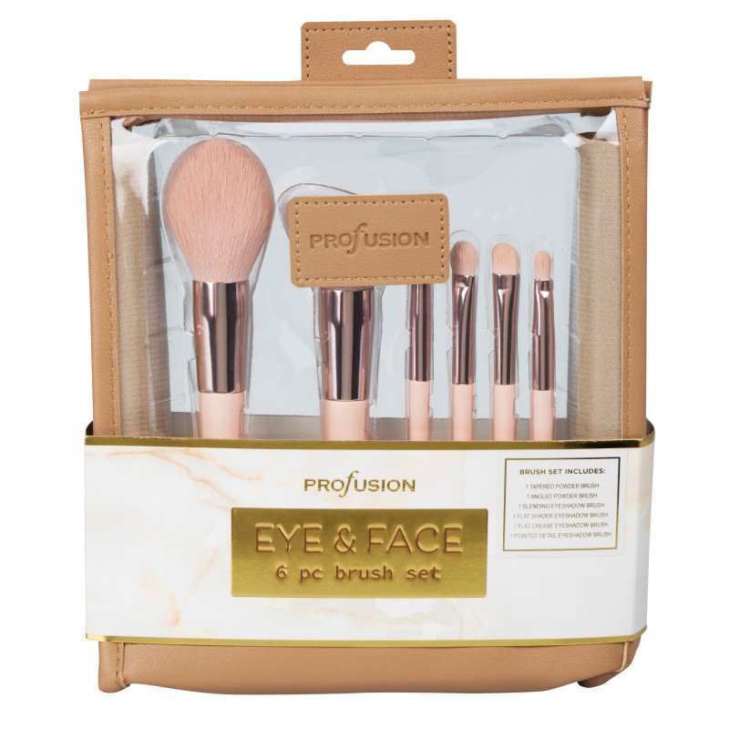 Profusion Eye and Face Brush Set with Pouch - 6pce