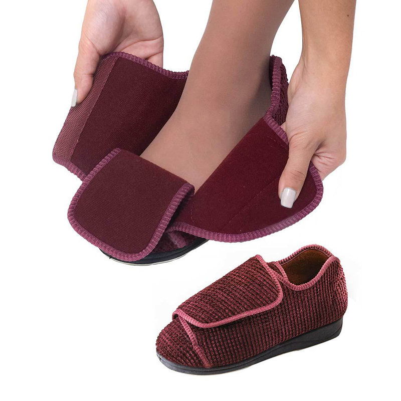 Extra Extra Wide Slippers - Burgundy 