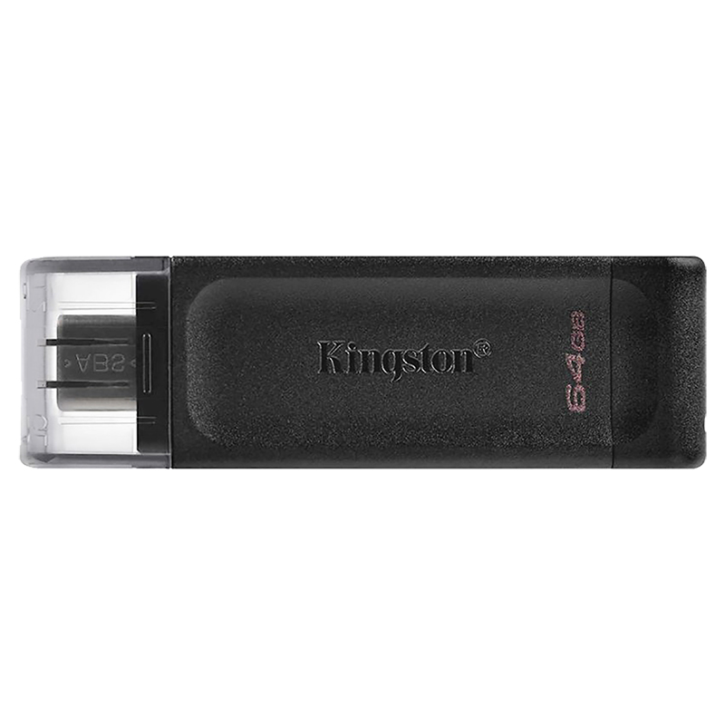 Kingston DataTraveler USB-C Flash Drive - Black - 64 GB - DT70/64GBCR