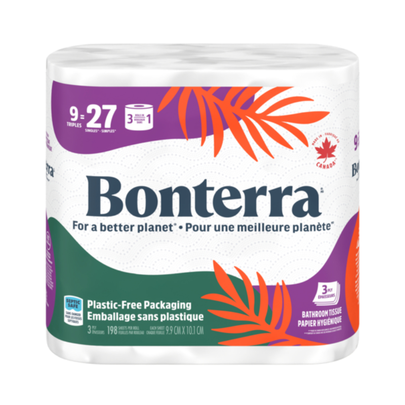 Bonterra Bathroom Tissue - Triples - 9 pack