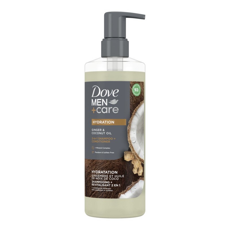 Dove Men+Care Hydration Shampoo/Conditioner - Ginger & Coconut Oil - 518ml