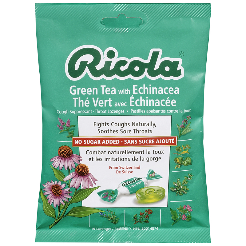 Ricola Cough Suppressant Throat Lozenges - Green Tea with Echinacea - 75g