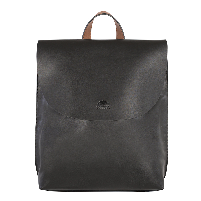 roots black leather backpack