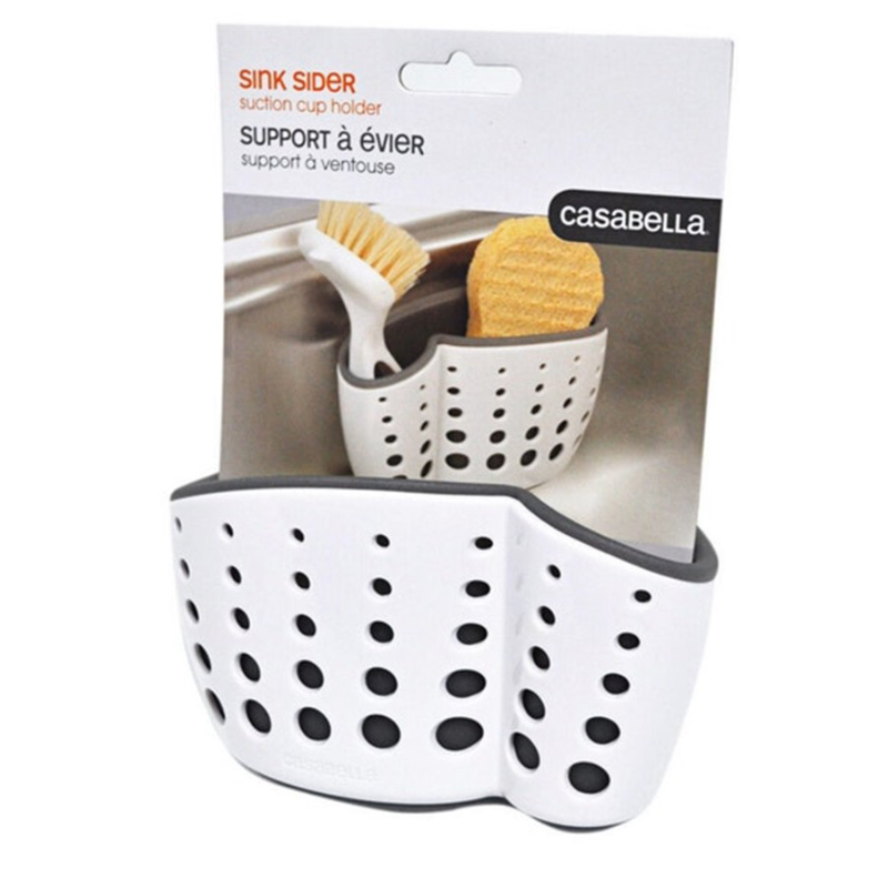 New Casabella Sink Sider Suction Cup & Brush Holder - White / Grey