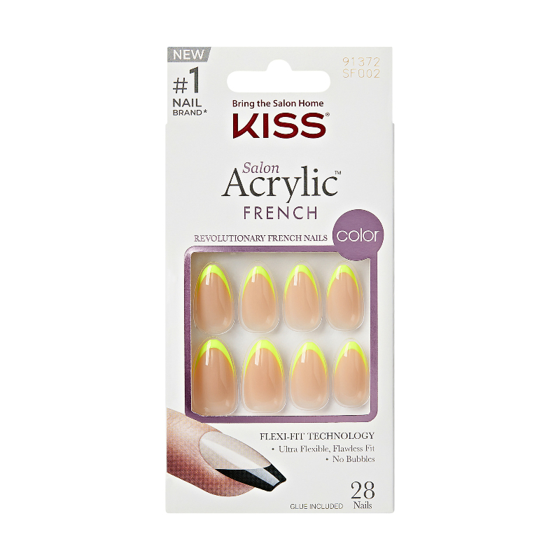 KISS Salon Acrylic French Color False Nails Kit - Medium - Almond - Hype - 28's