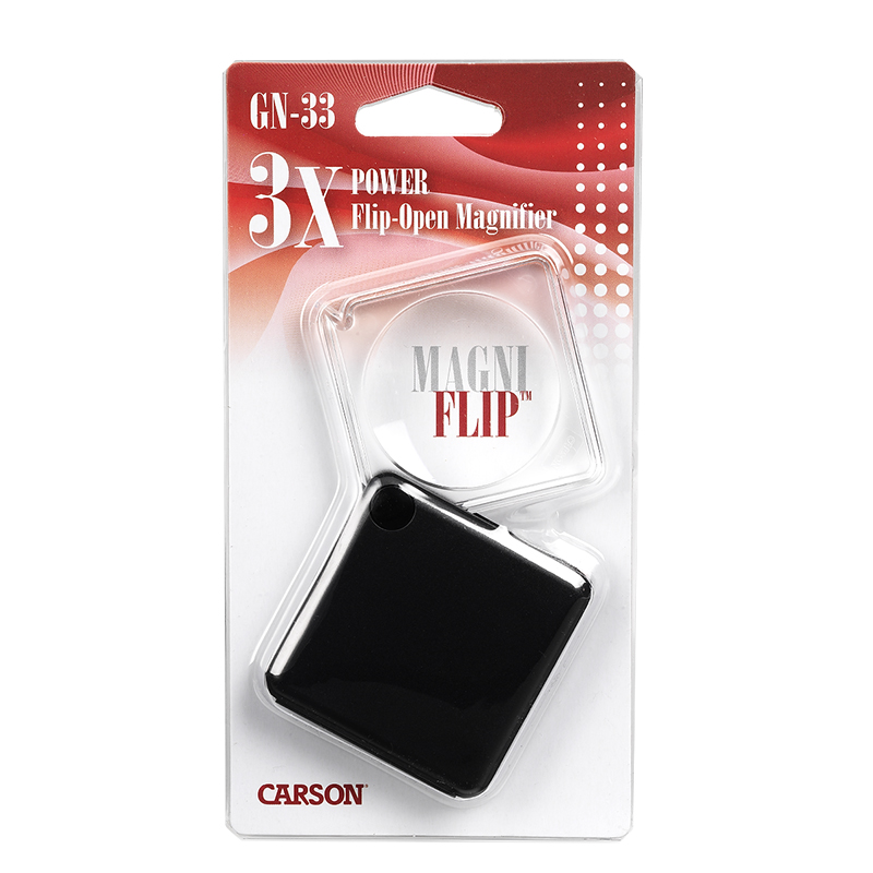 Carson GN-33 MagniFlip 3x Flip-Open Magnifier with Folding Case