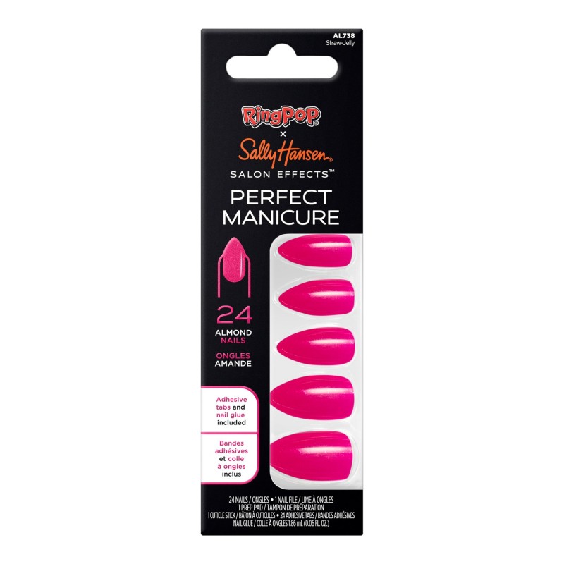 Sally Hansen Salon Effects Perfect Manicure Ring Pop False Nails Kit - Almond - Straw-Jelly (AL738) - 24's