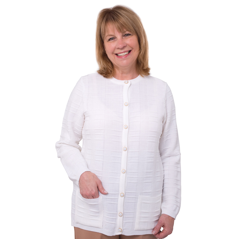 womens white cardigan with pockets