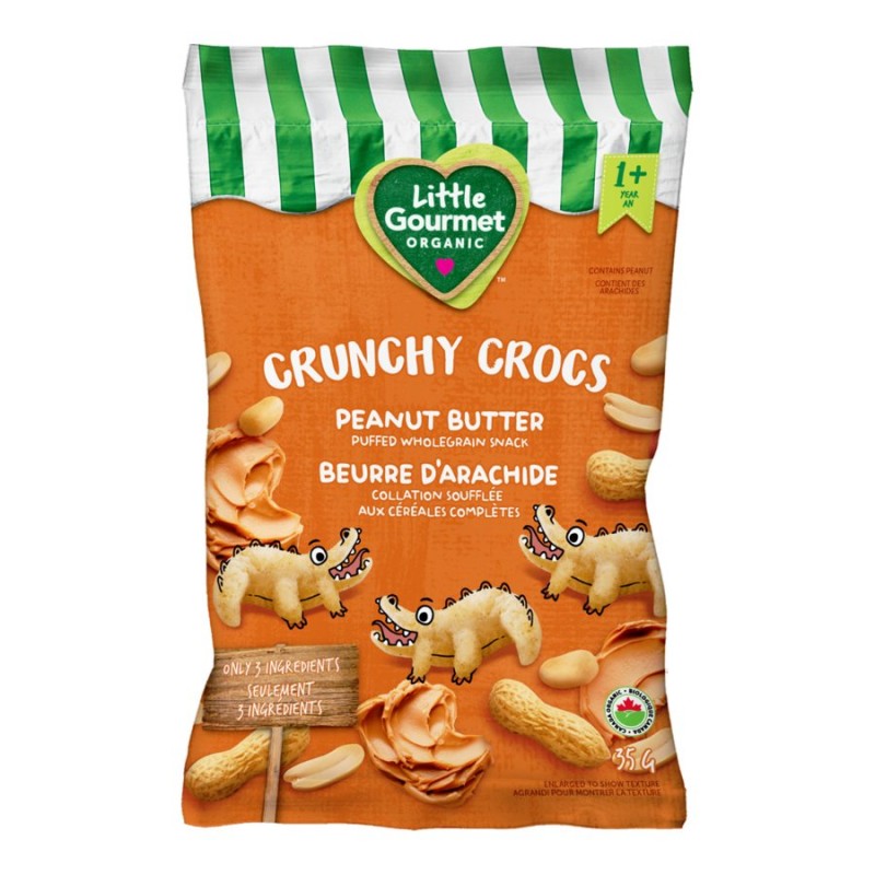 Little Gourmet Crunchy Crocs Puffed Wholegrain Snack - Peanut Butter - 35g