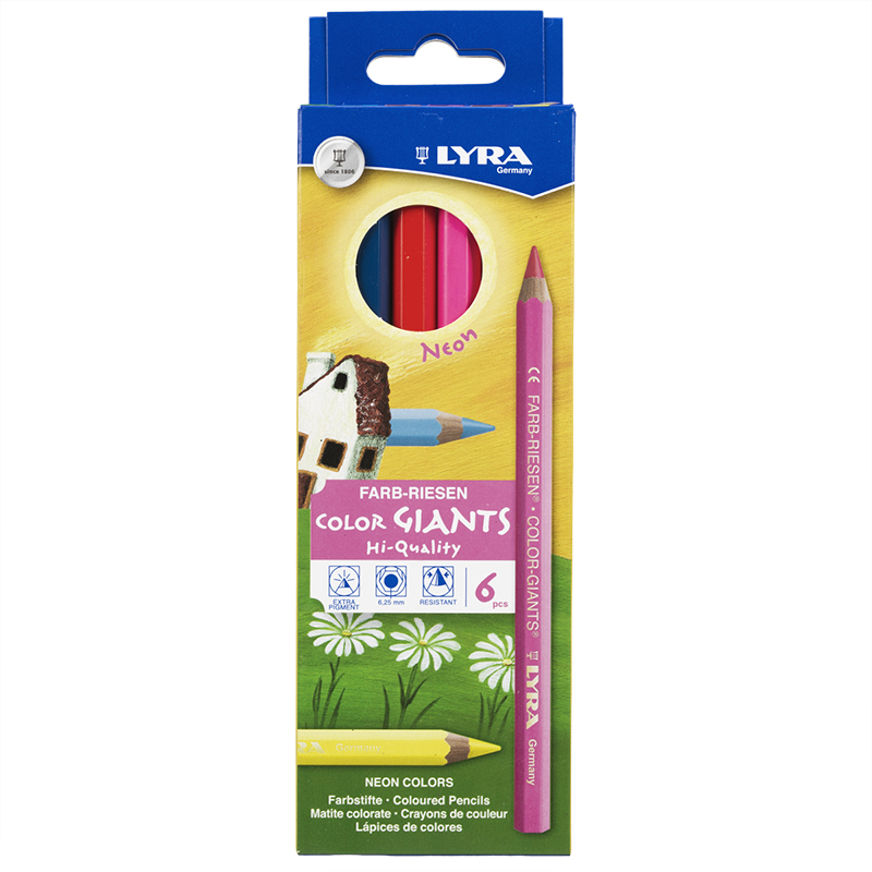 Lyra Colour Giants Pencils - Neon - 6 pack