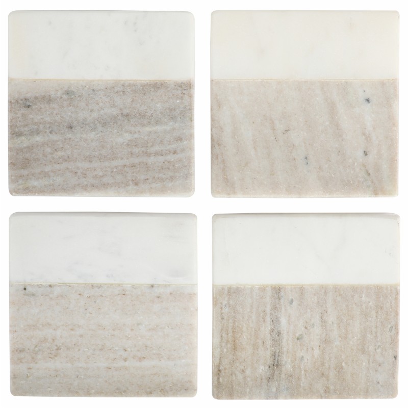 Laurie Gates Square Marble Coasters - Grey/White - 4 Inch