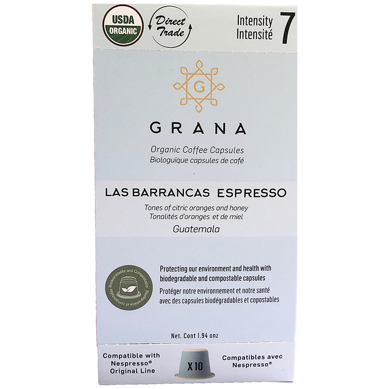 Grana Organic Coffee Capsules - Las Barrancas Espresso - 10s