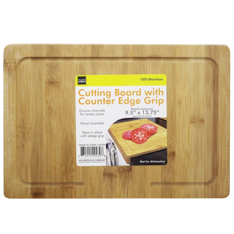 Bamboo Cutting Board with Counter Edge Grip - 9.5x13.75 Inch