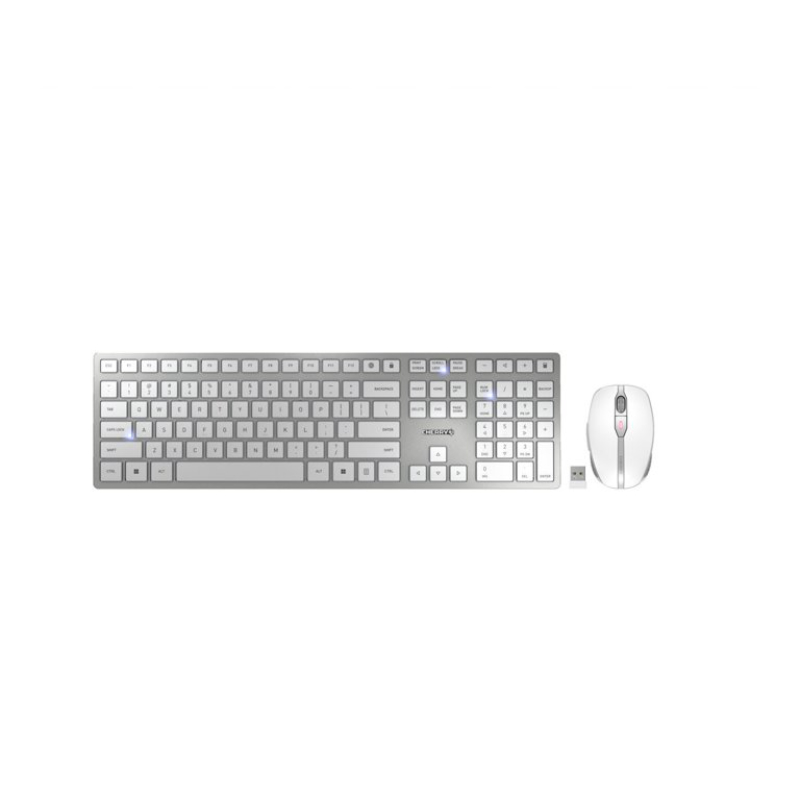 CHERRY DW 9100 SLIM Wireless Keyboard and Mouse Set - White/Sliver - JD-9100US-1