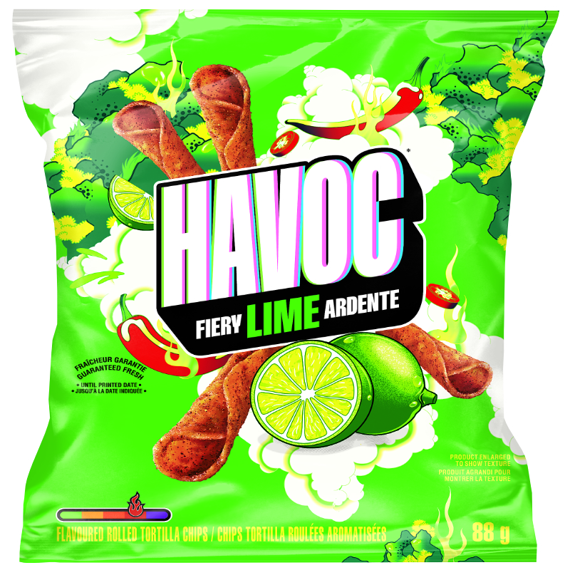 Havoc Rolled Tortilla Chips - Fiery Lime - 88g