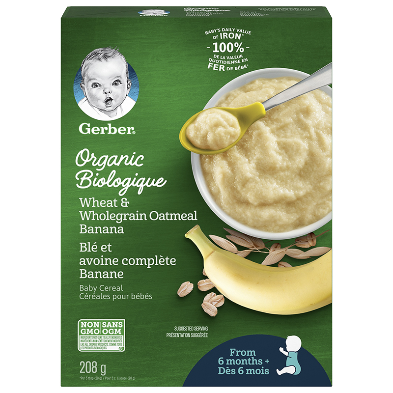 Gerber Organic Wheat And Wholegrain Baby Cereal Banana 8g London Drugs