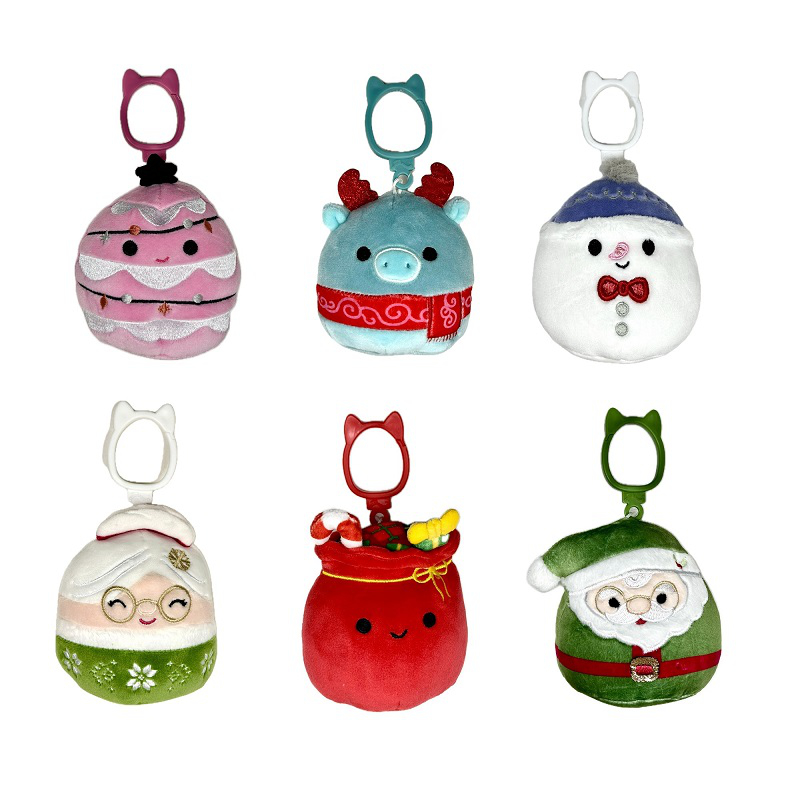 Squishmallows Clips B Holiday with 6 Styles Plush Toys - Assorted - 3.5 Inch - 4 x 3.5 x 2 Inches