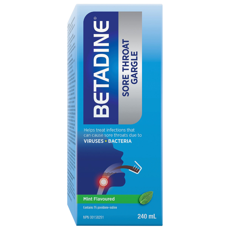 Betadine Sore Throat Gargle Mint 240ml London Drugs