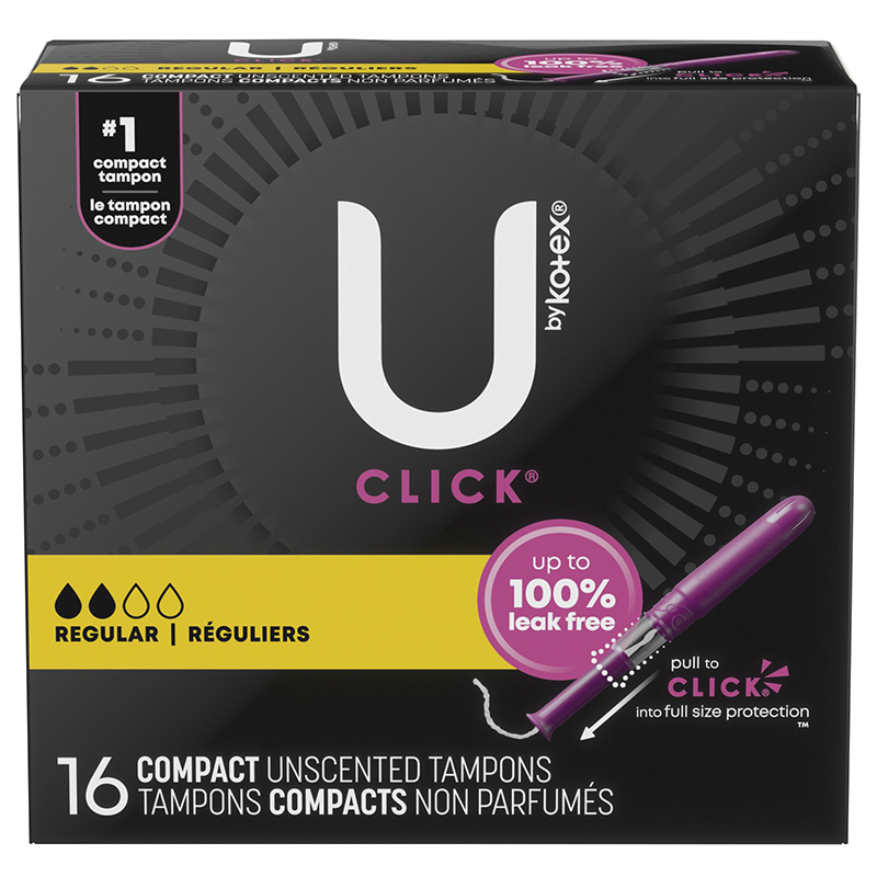 U by Kotex Click Compact Tampons - Regular - Unscented - 16 Count