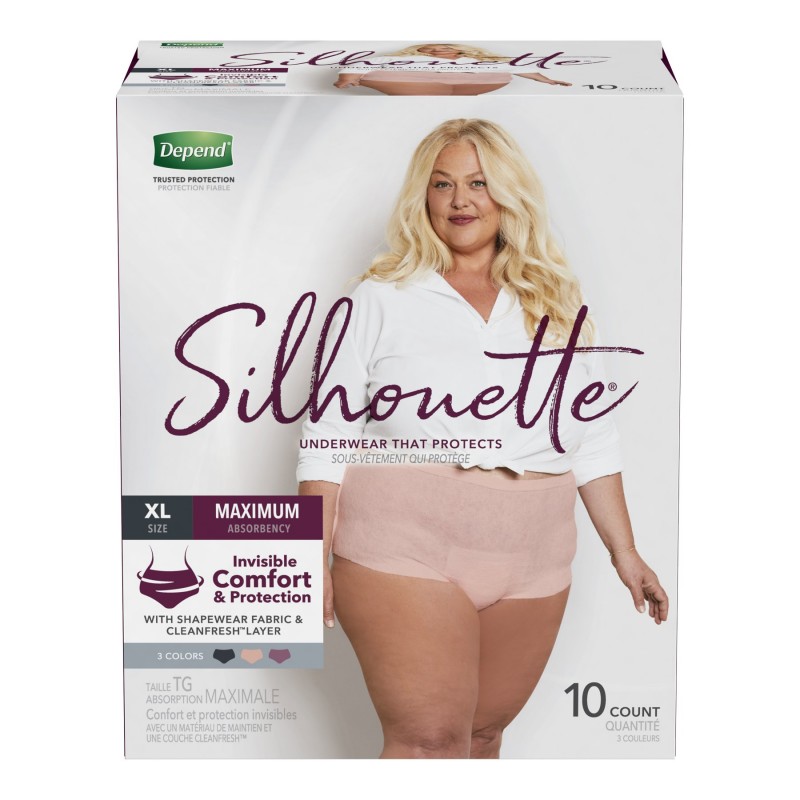 Depend Silhouette Underwear Maximum for women Size S,M, l/XL, 4-Count