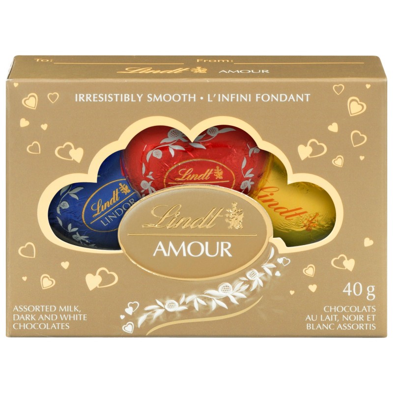 Lindor Amour Hearts Assorted Milk Chocolates - 40g/3pk