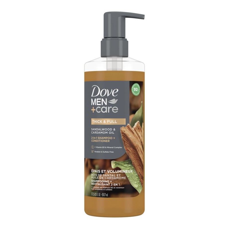 Dove Men+Care Thick & Full Shampoo/Conditioner - Sandalwood & Cardamom Oil - 518ml