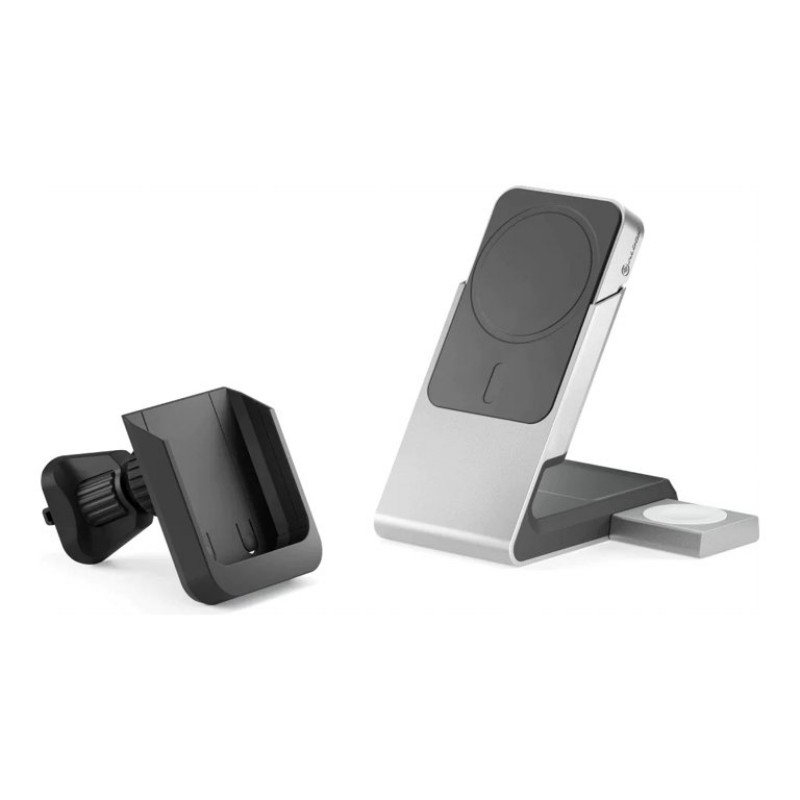 ALOGIC Matrix+ Flow 3-in-1 Wireless Charging Stand with Power Bank and Car Charger - Black and White - A-MM31CPBCBK-G