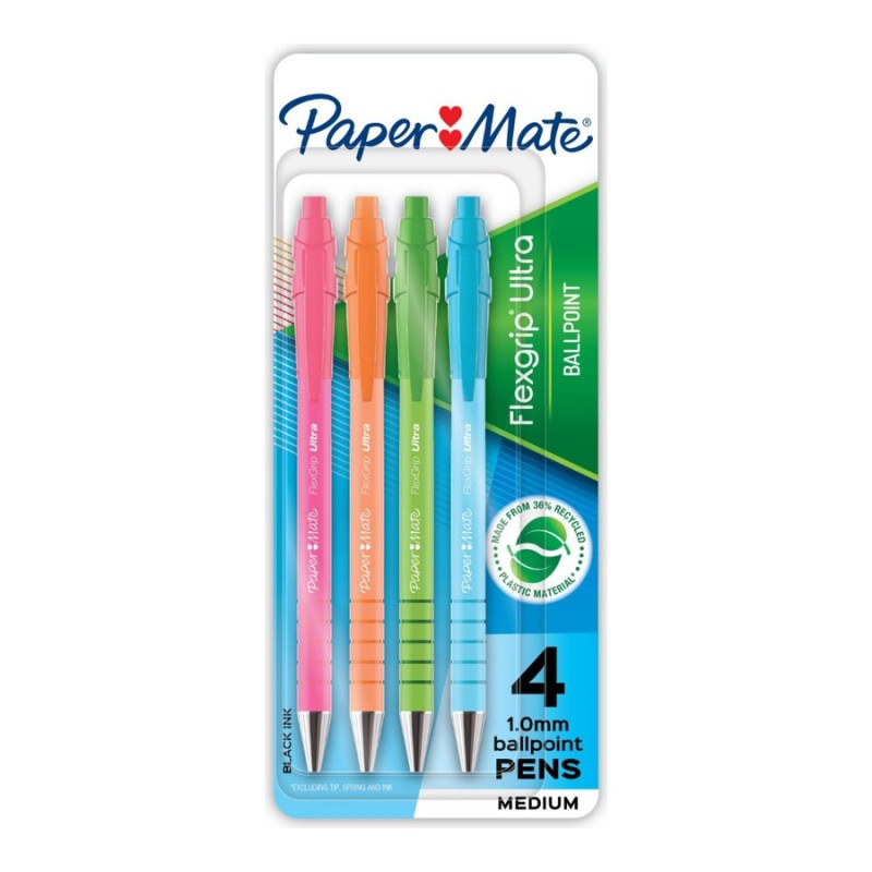 Paper Mate FlexGrip Ballpoint Pen Set - Black - 4 piece