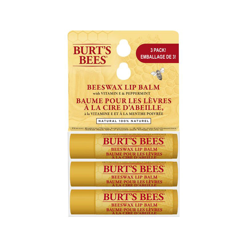 Burts Bees Lip Balm Beeswax 4 25g 3pk